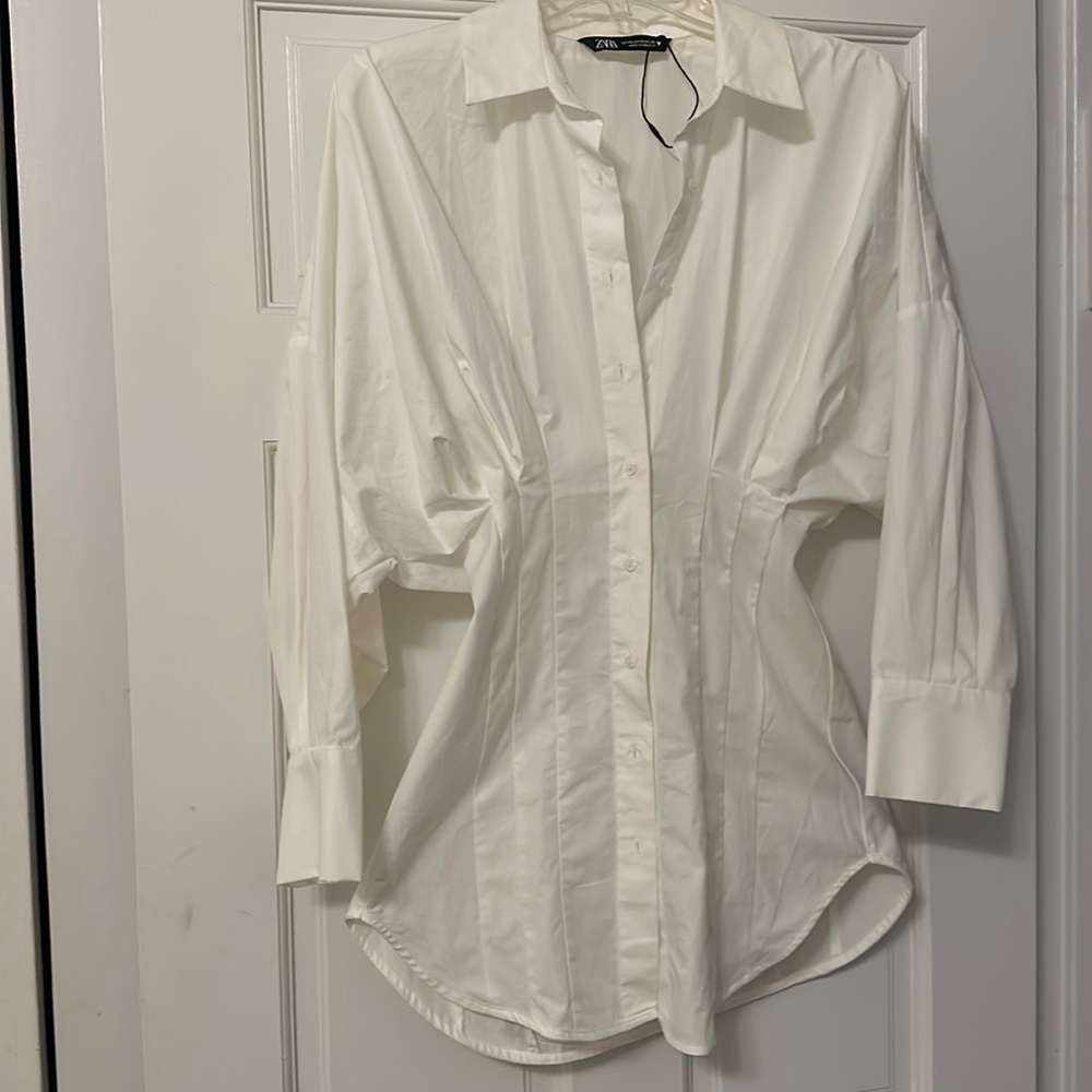 Zara white bat-wing sleeve corset like top